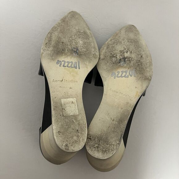 Acne Studios Black Patent D’Orsay Wedge Heels 39 US 8.5 Fringe Vamp Sculptural - Picture 8 of 10